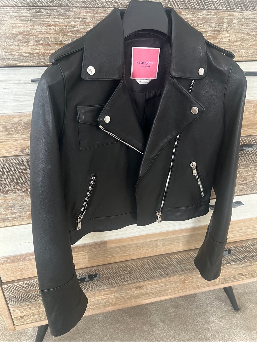 kate spade Black Leather Asymmetrical Moto Jacket